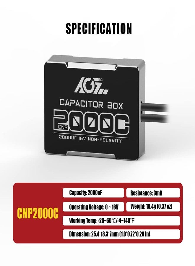 AGFRC 2000uF Mini RC Capacitor - 16V Non Polarity Low Impedance Capacitor with CNC Aluminum Case for RC Car Truck (CNP2000C) - Image 3